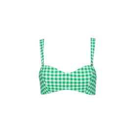 The Isla Bikini Top - Bright Green Gingham