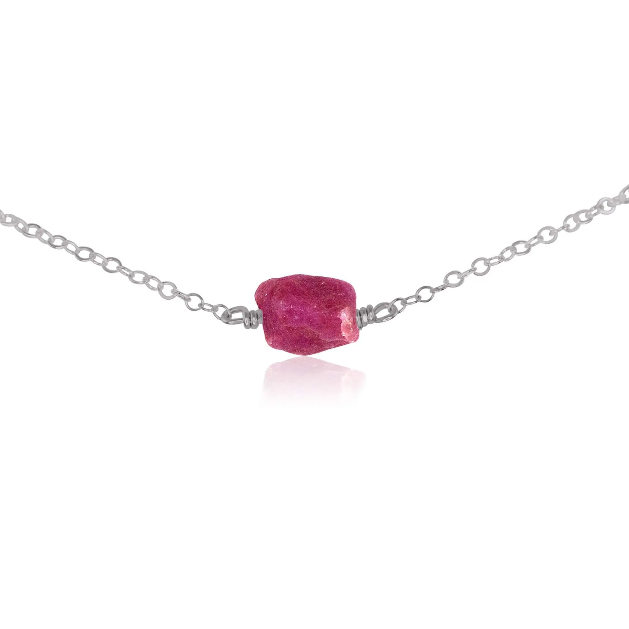 Tiny Raw Earth Red Ruby Crystal Nugget Choker