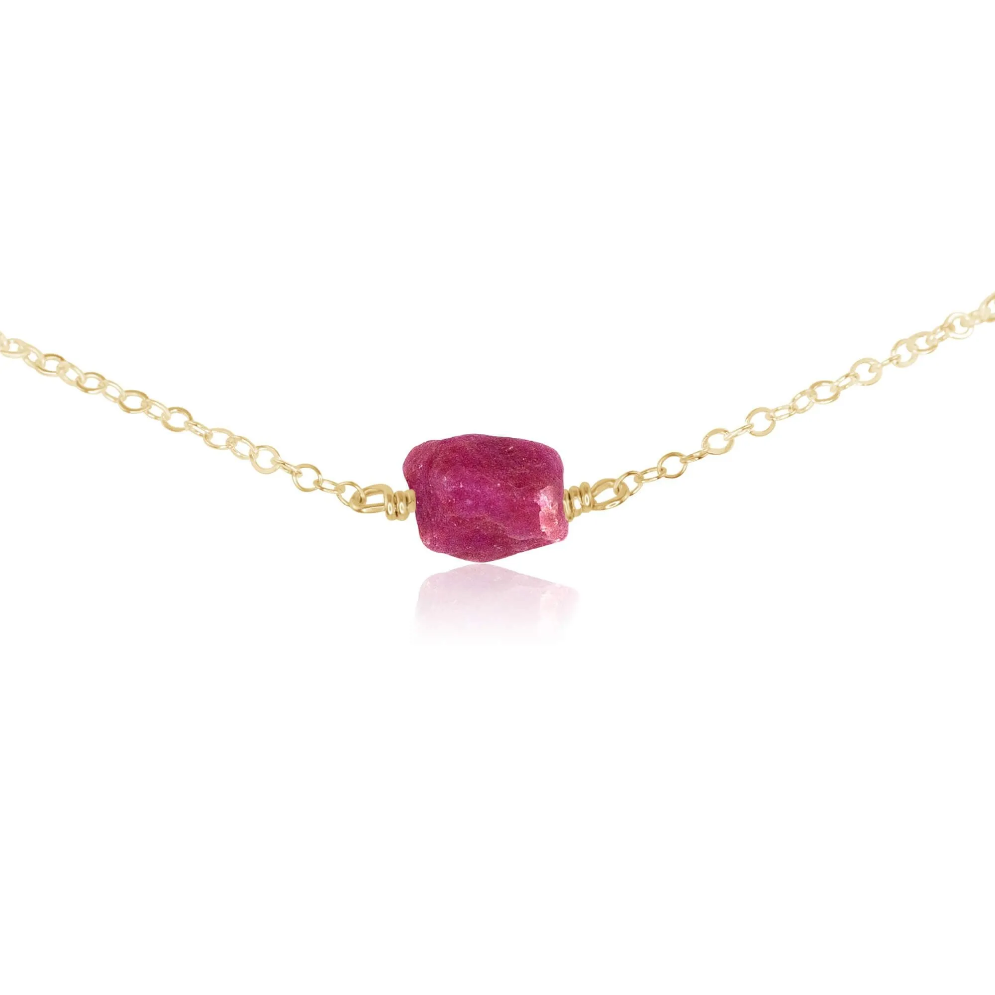 Tiny Raw Earth Red Ruby Crystal Nugget Choker