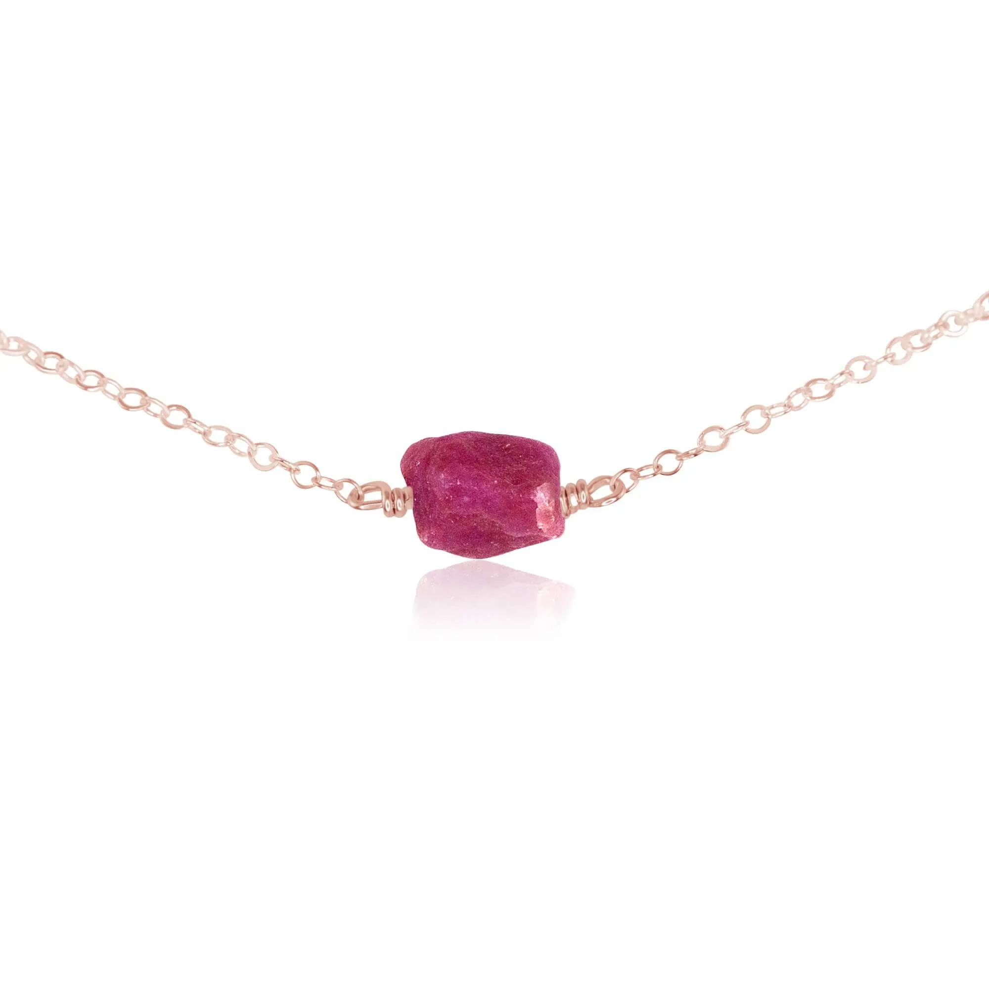 Tiny Raw Earth Red Ruby Crystal Nugget Choker