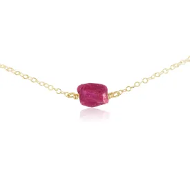 Tiny Raw Earth Red Ruby Crystal Nugget Choker