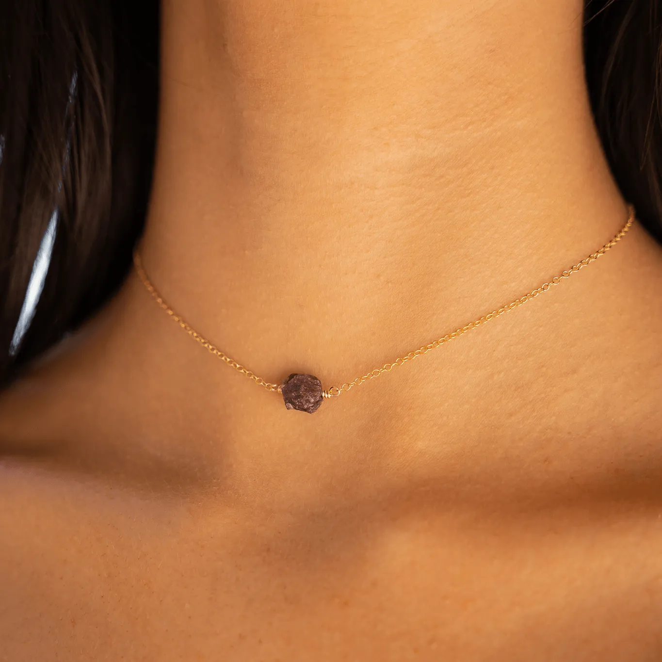 Tiny Raw Earth Red Ruby Crystal Nugget Choker