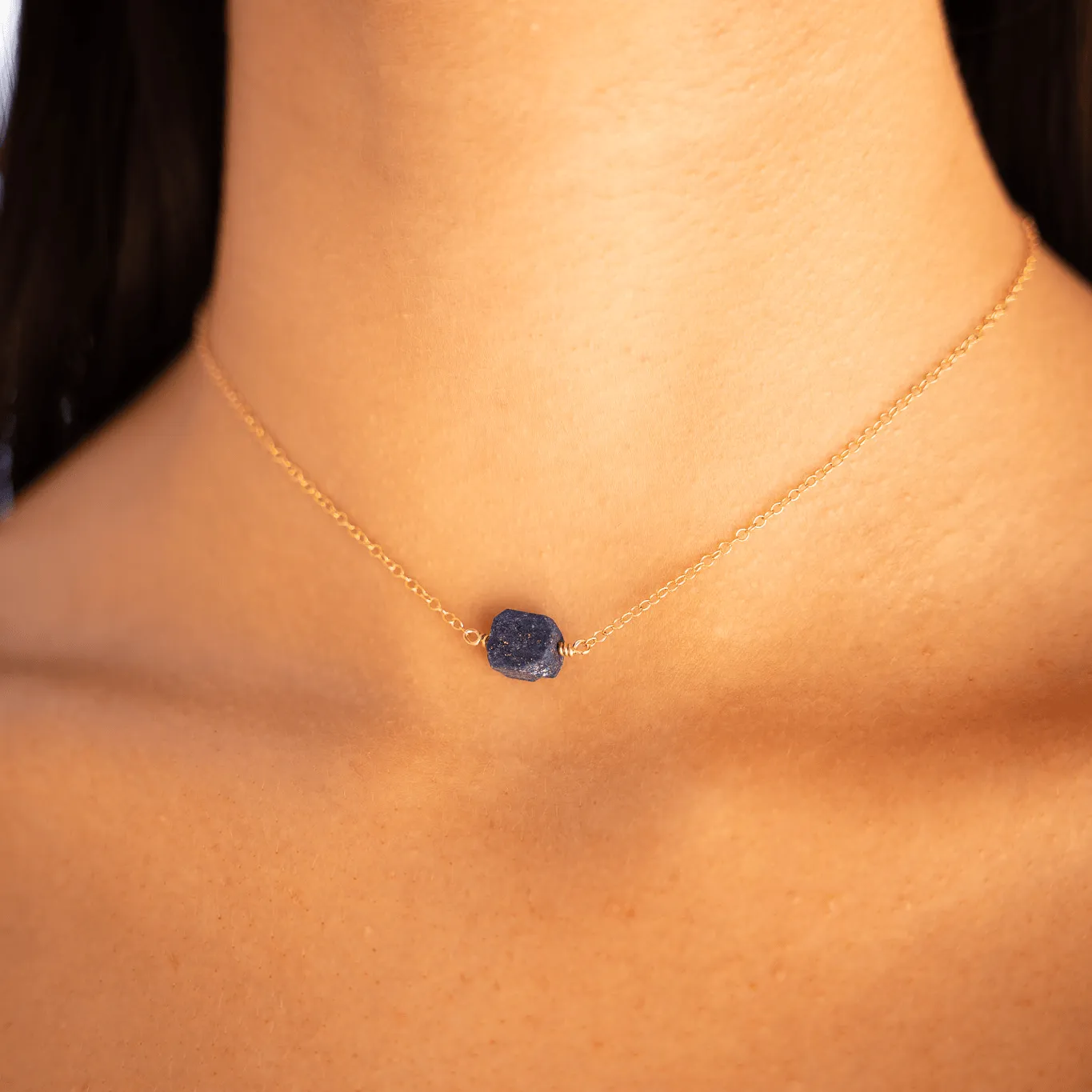 Tiny Raw Lapis Lazuli Crystal Nugget Choker