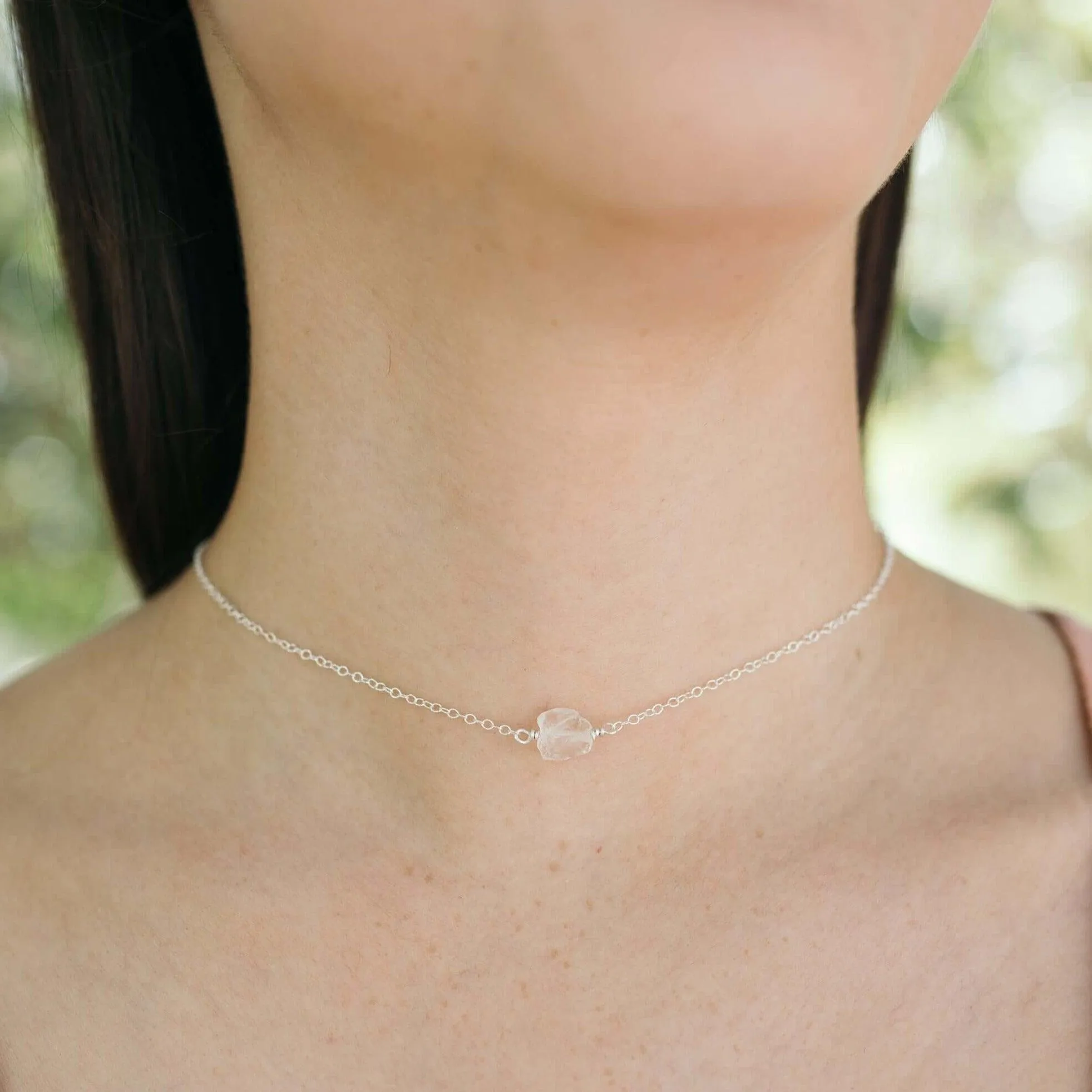 Tiny Raw Quartz Crystal Nugget Choker
