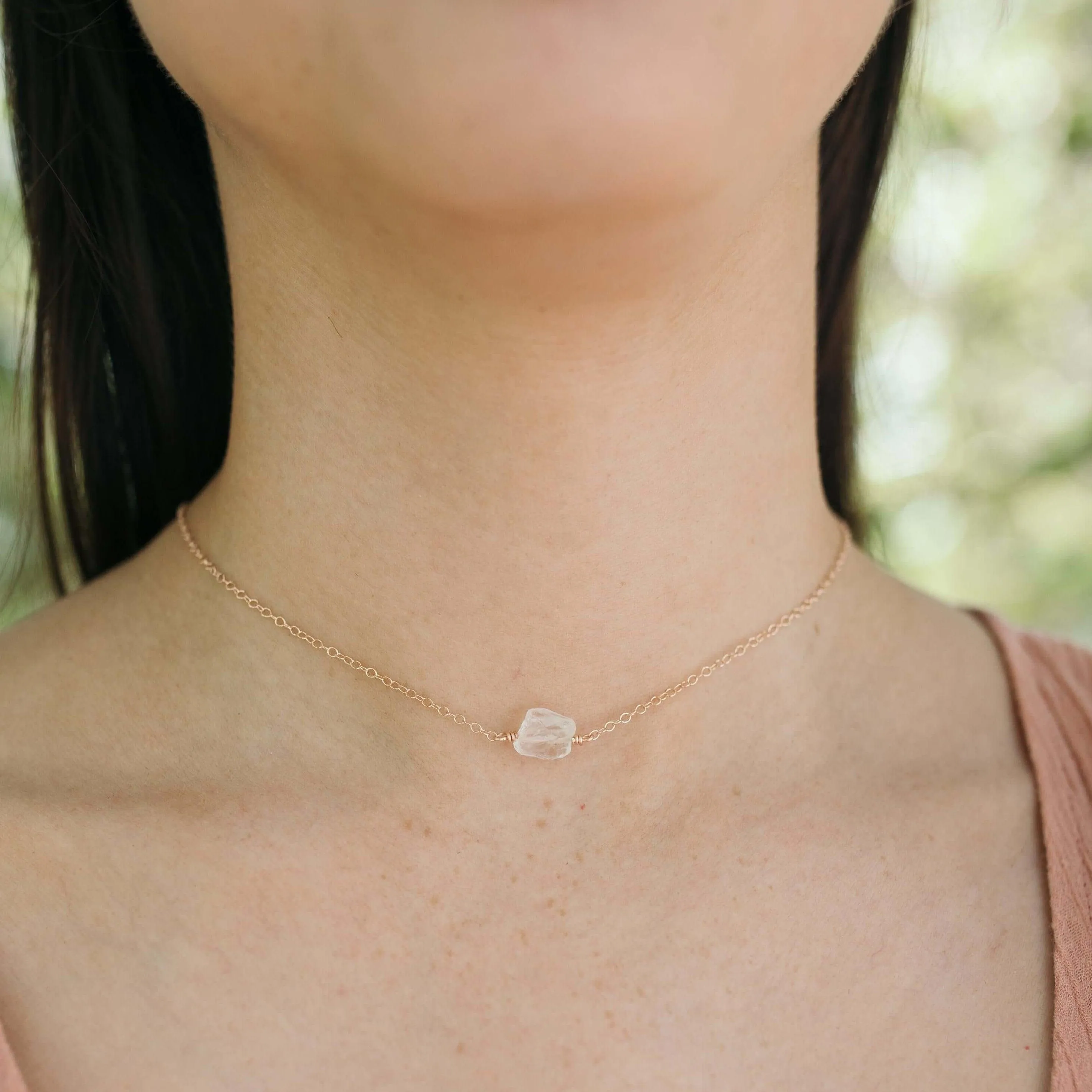 Tiny Raw Quartz Crystal Nugget Choker