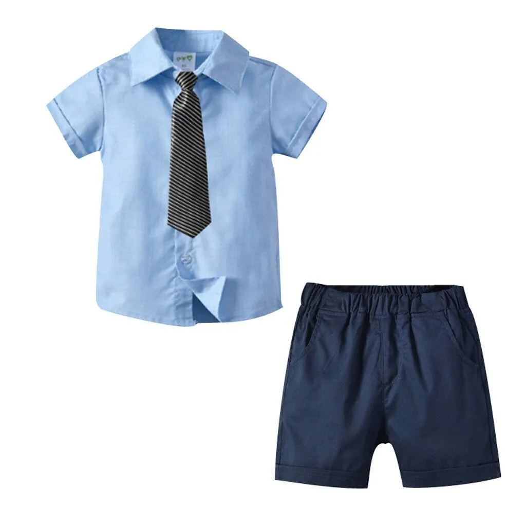 Toddler Baby Boy Kids Gentleman Solid T shirt Tops