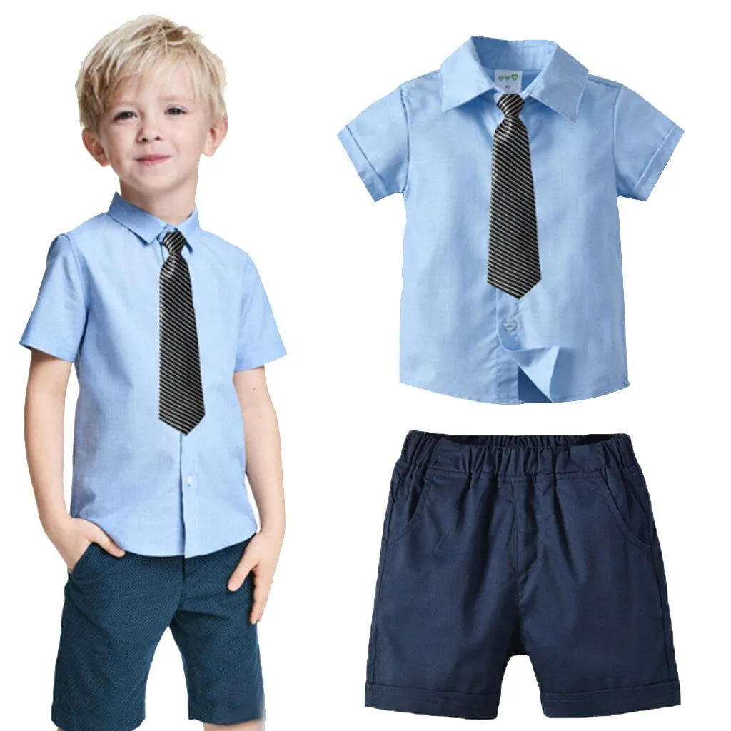 Toddler Baby Boy Kids Gentleman Solid T shirt Tops