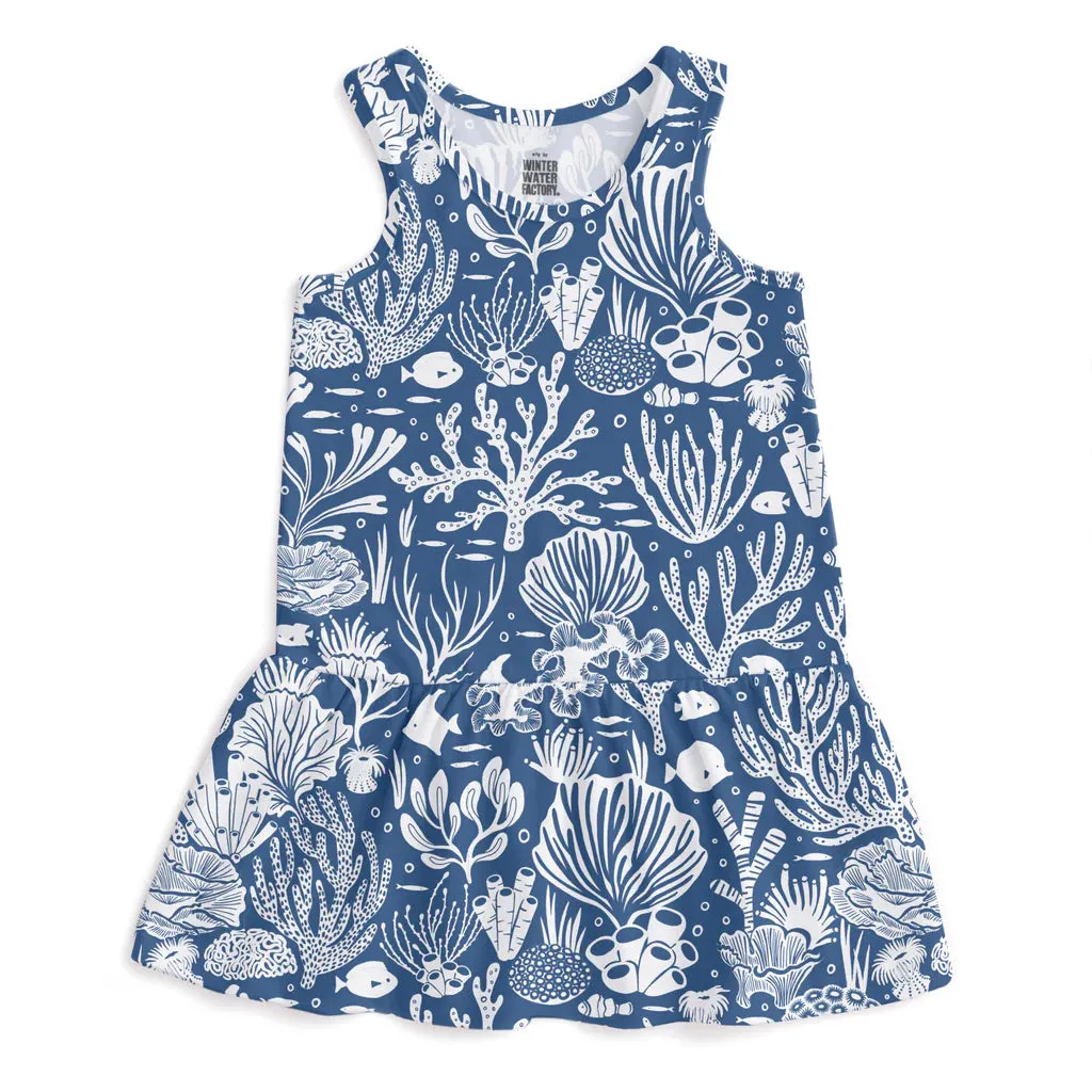 Valencia Dress, Corals Blue