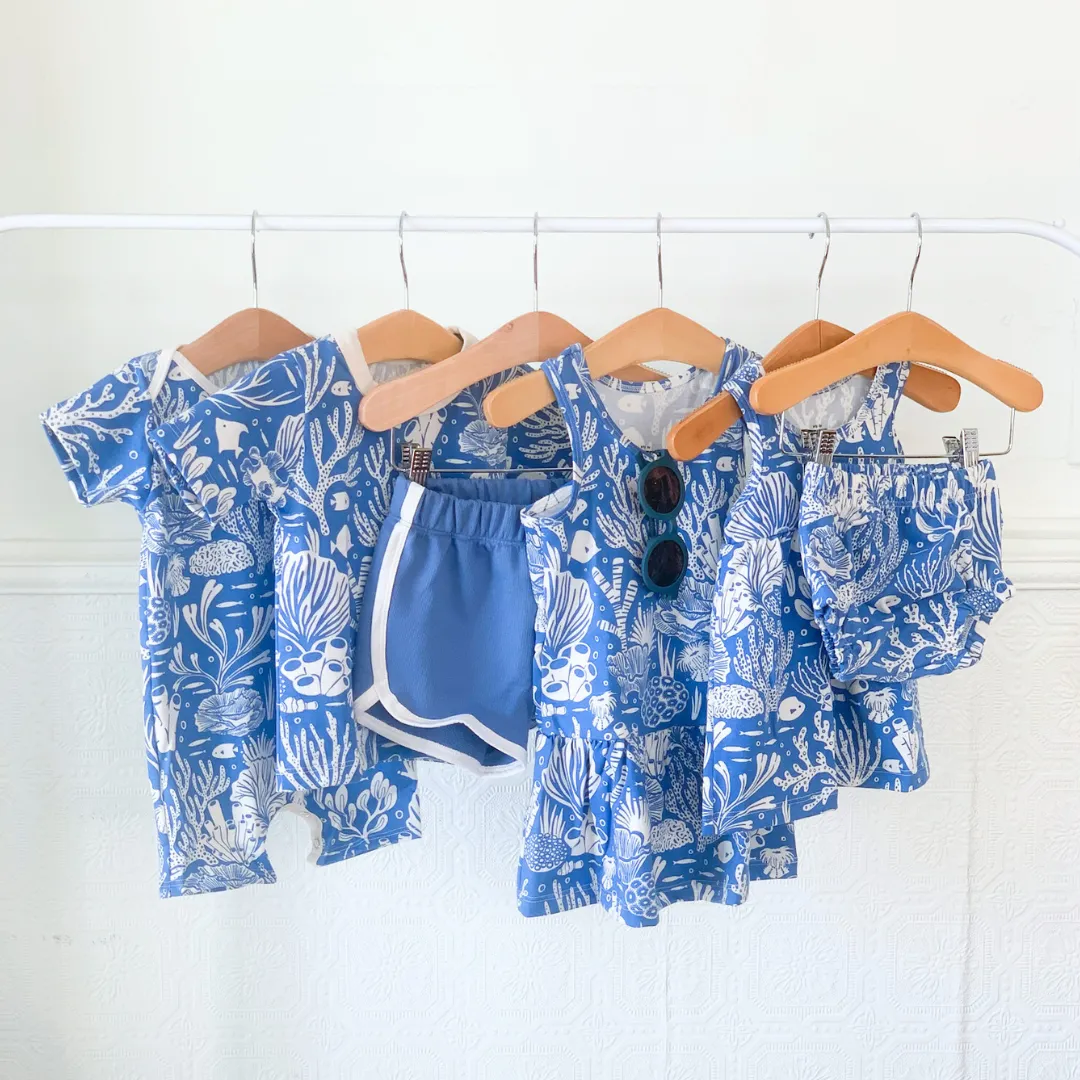 Valencia Dress, Corals Blue