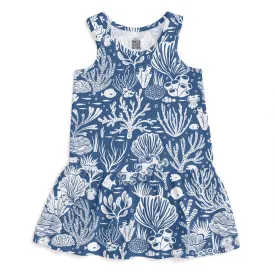 Valencia Dress, Corals Blue