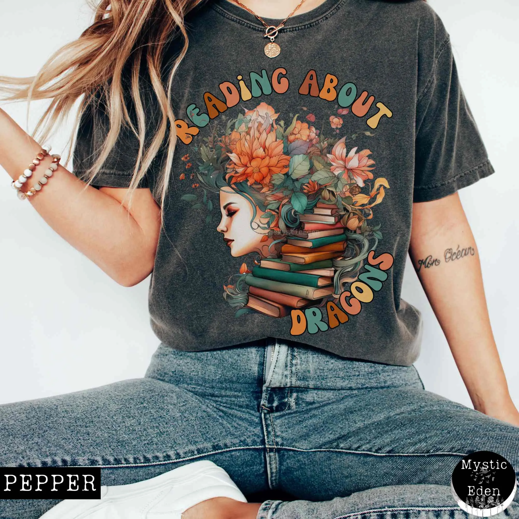 Vintage Reading About Dragons Bookish T-Shirt