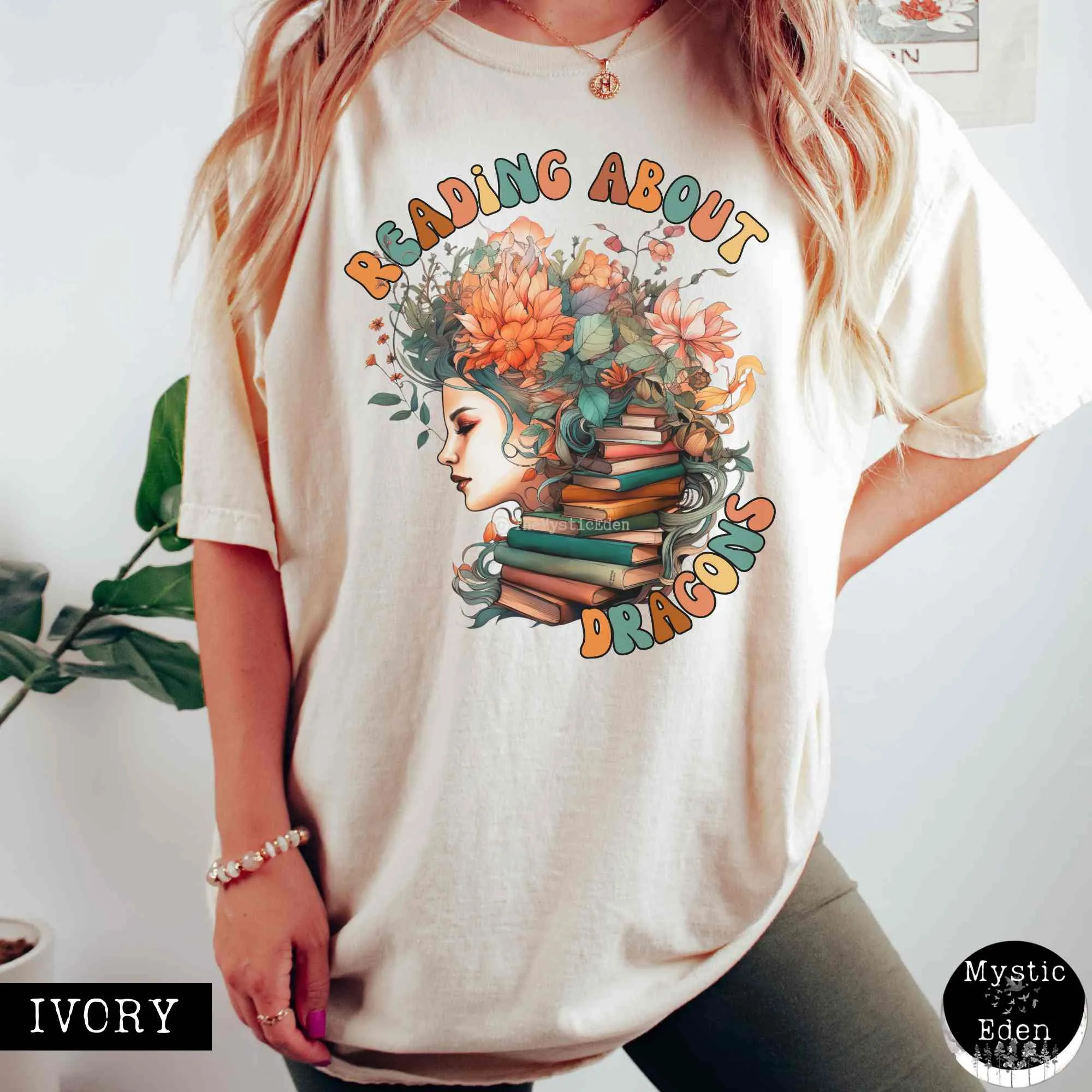 Vintage Reading About Dragons Bookish T-Shirt