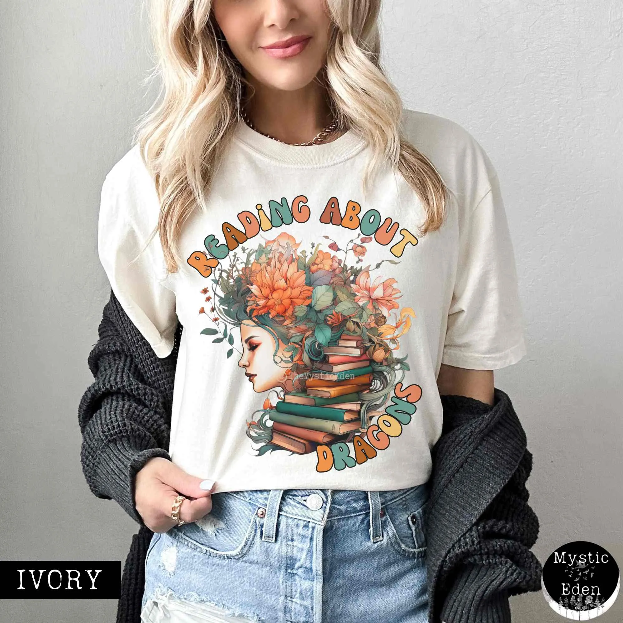Vintage Reading About Dragons Bookish T-Shirt