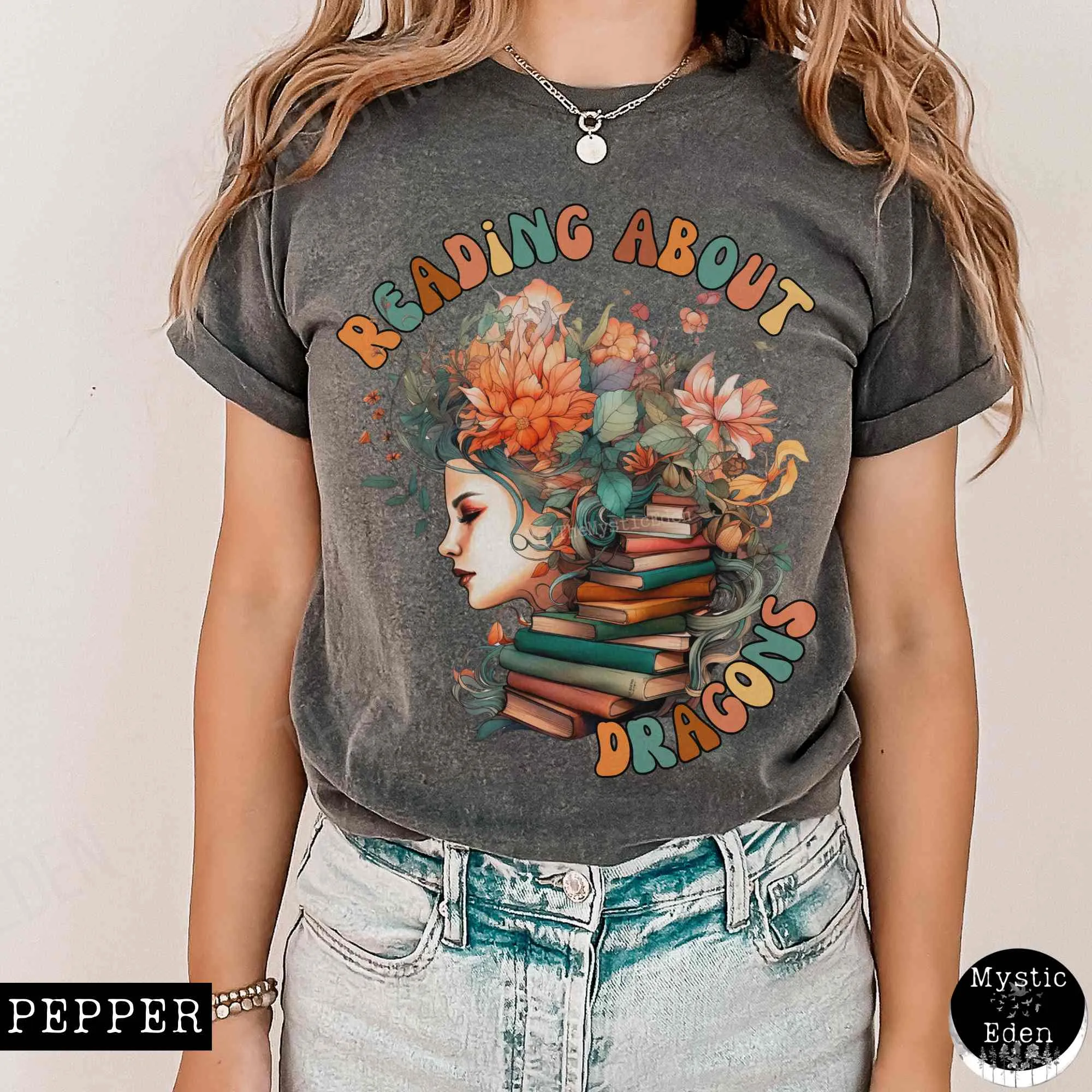Vintage Reading About Dragons Bookish T-Shirt