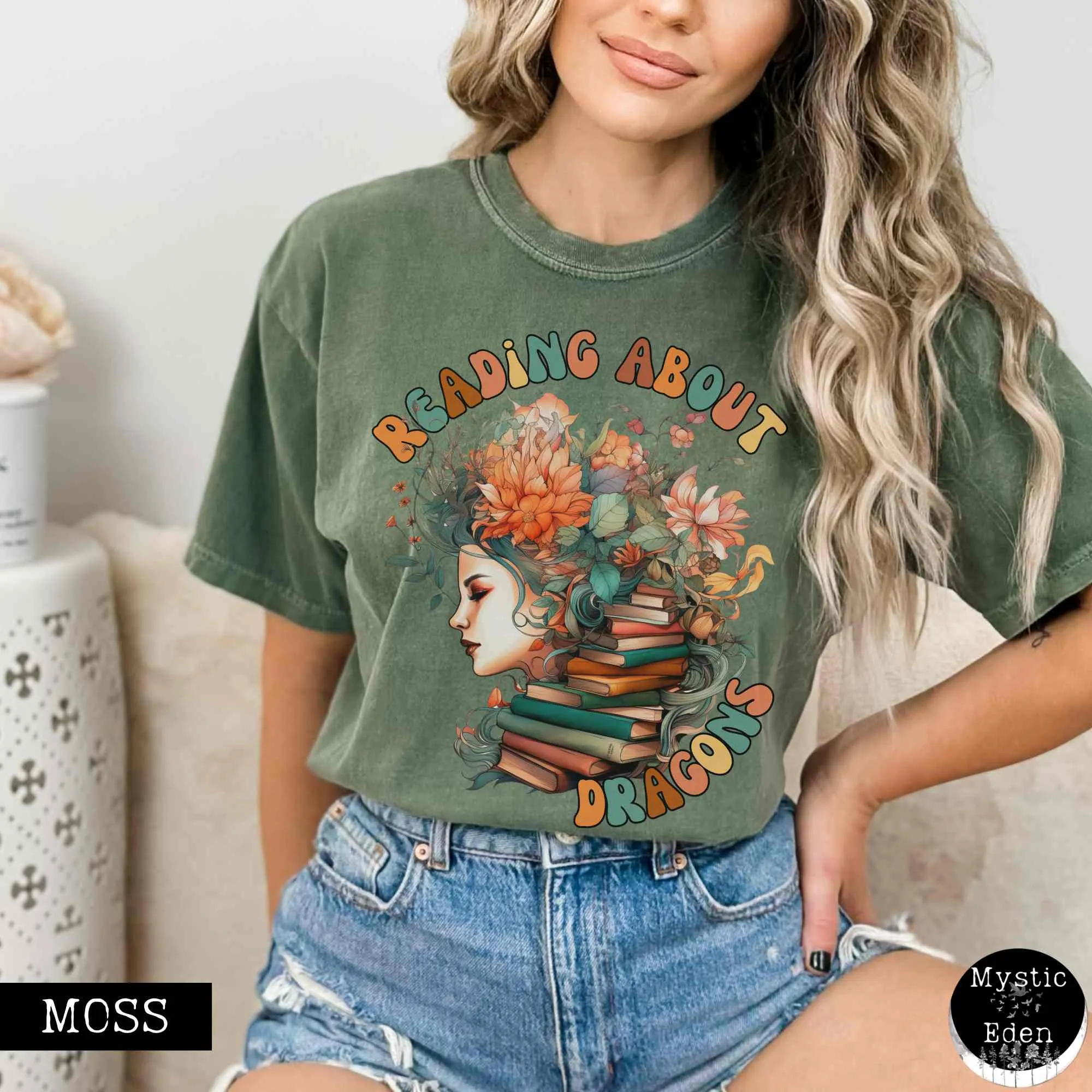 Vintage Reading About Dragons Bookish T-Shirt