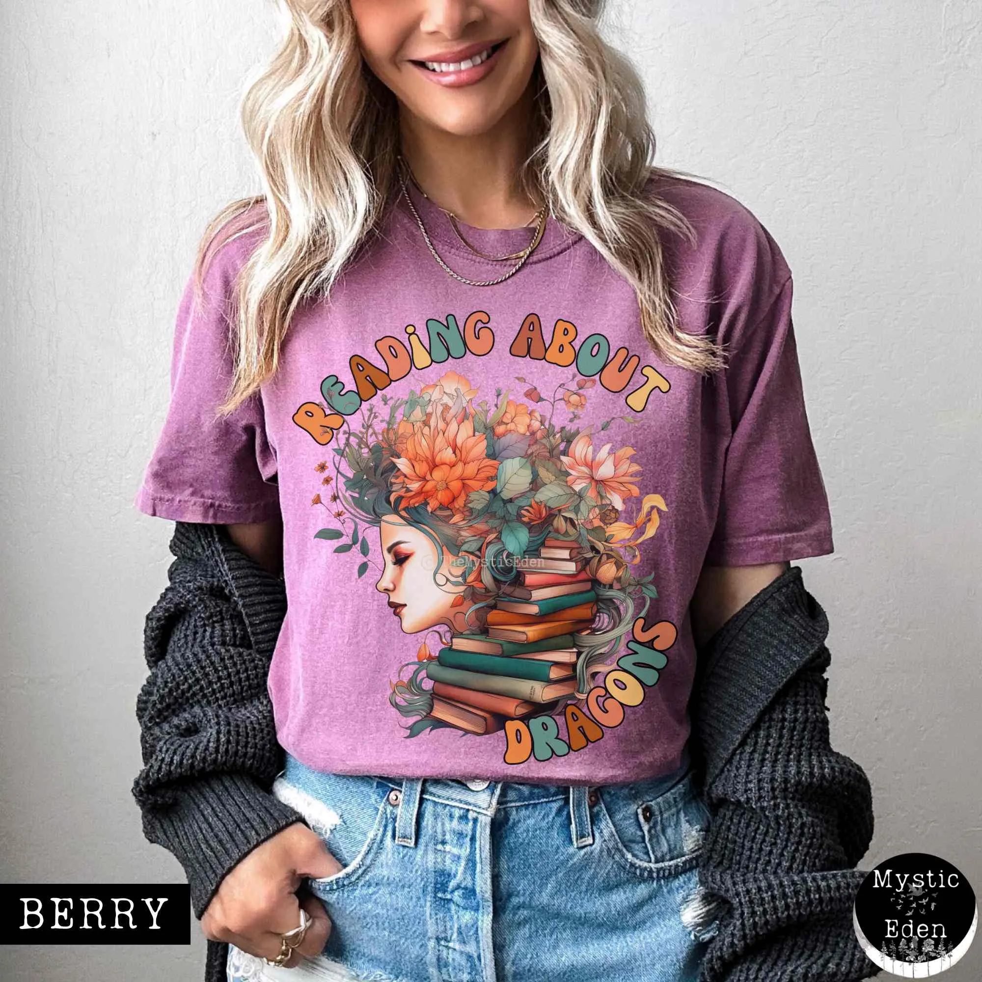 Vintage Reading About Dragons Bookish T-Shirt